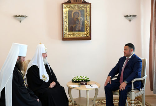 Патриарх Московский и всея Руси Кирилл и Губернатор Игорь Руденя провели встречу в Торжке
