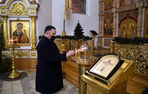Игорь Руденя встретил Рождество Христово вместе с прихожанами Воскресенского кафедрального собора в Твери